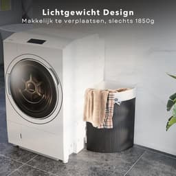 Bamboe Wasmand met Waszak - Hoekmodel - Wassorteerder Opvouwbaar 72L - Zwart - Met Deksel en Binnenzak - Inclusief EBOOK — thumbnail 2