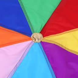 Parachutespel voor kinderteamwork - 8 handgrepen - 2 m diameter - regenboogkleuren — thumbnail 5