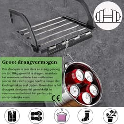 Droogrek - Ophang Drookrek - Droogrek Balkon - Wasdroger - zwart, zilver - Radiatordroger - Inklapbaar - Hangdroger - Balkonwasdroger - 40 x 32 cm - Wasrek, Verwarming - Washouder voor Kleine Sokken — thumbnail 4