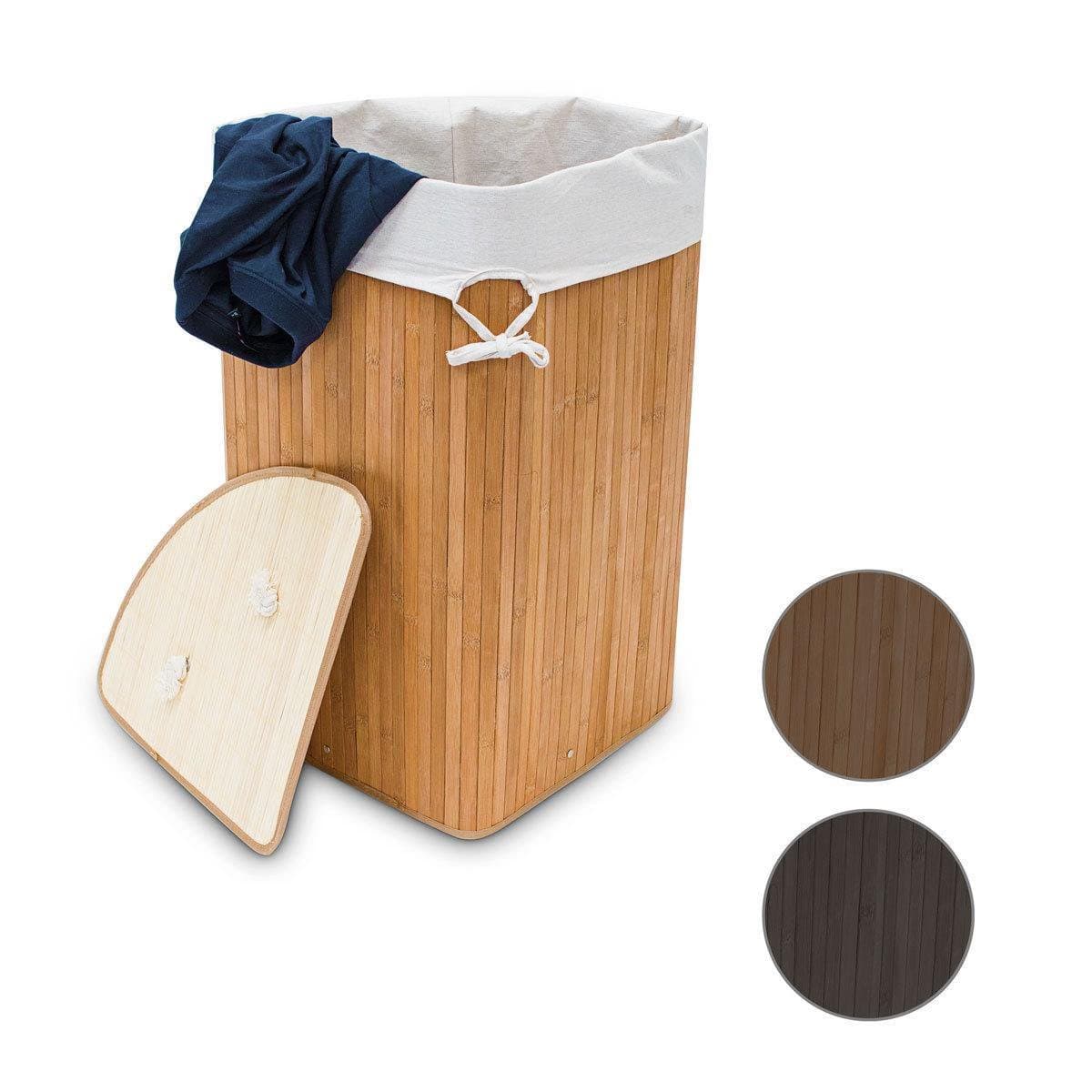 wasmand driehoek - 60 l - opvouwbaar - ruimtebesparend - met katoenen waszak - paars — afbeelding 1