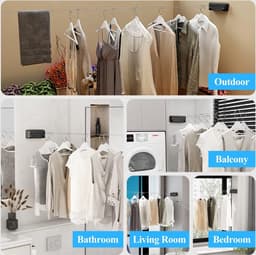 Extendable Wall Clothesline 4 m Rope - High Load Capacity Telescopic Wall Dryer - Retractable Wall Mounting Clothesline for Indoor and Balcony — thumbnail 2
