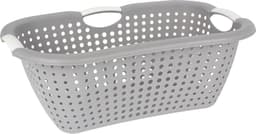 2x stuks kunststof wasmanden grijs 26 liter - Draagwasmand met handvatten — thumbnail 2
