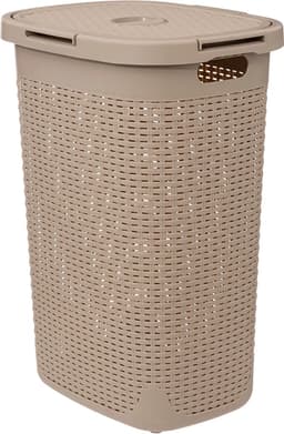5Five Wasmand met deksel Rotan - donkergrijs - gevlochten kunststof - 60 liter - 45 x 35 x 66 cm — thumbnail 4