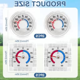 Set van 4 Zelfklevende Venster- en Deurthermometers voor Buiten, Transparante Analoge Thermometer, Weerbestendige Temperatuurmeter — thumbnail 5