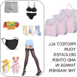 Herbruikbare waszakken set van 3 voor delicate kleding, ondergoed en sweaters - ideaal voor reizen en wasbehandeling (Roze) — thumbnail 3