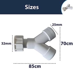 Dubbele wasmachine Y-connector | BSP 3/4 inch | Kraanverdeler voor 2 apparaten | Wit kunststof | Eenvoudige installatie — thumbnail 3