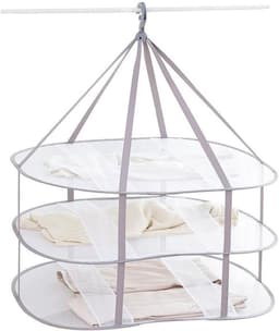 Opvouwbaar droogrek met 3 niveaus en gaas – 77 cm L x 61 cm B x 78 cm H - Geschikt voor het drogen van zware truien, ondergoed, sokken, gebreide kleding, knuffels, katoenen pantoffels — thumbnail 1