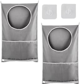 Allecto - Hangende Waszakken - Ruimtebesparend - Waterdicht - Grijs - Grote Capaciteit - Voor Vuile Kleding - Thuis en Reizen — thumbnail 1