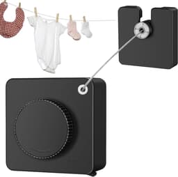 Intrekbare Waslijn - Drooglijn Uittrekbaar - Kleding Drogen - Roestvrijstalen Draad - 4.8 Meter - Zilver — thumbnail 1