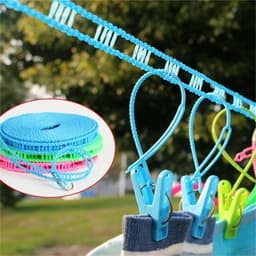 Waslijn 2 Stks 5/3 Meter Outdoor Waslijn Nylon Antislip Waslijn Touwen Reizen Zakelijk Winddicht Kleding Koord Lange Groen Blauw Roze 1 st (Roze 5M) — thumbnail 2
