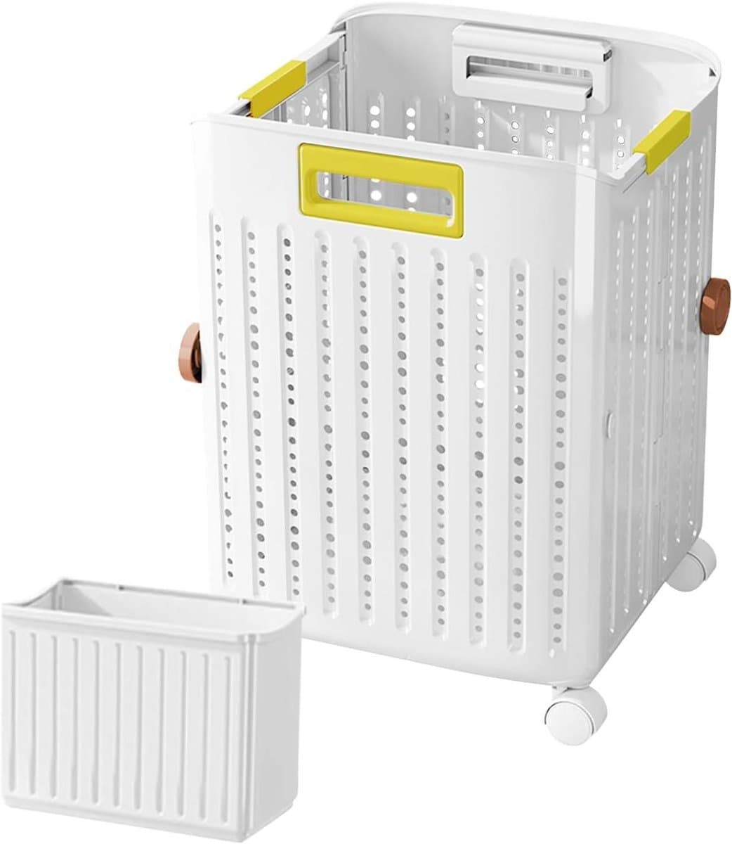 Opvouwbare Wasruimte - Mobiele Wasopslag - Ruimte Besparen - Met Wieltjes - 36.5 x 9.5 x 43 cm - Wit — afbeelding 1