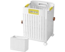 Opvouwbare Wasruimte - Mobiele Wasopslag - Ruimte Besparen - Met Wieltjes - 36.5 x 9.5 x 43 cm - Wit