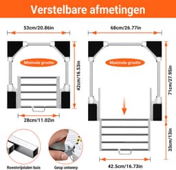 Wasmachine Stapelkit - Droger Stapelrek - Verstelbaar Wasmachine Verbindingsframe - Wit - Geschikt Voor 24 Tot 29 Inch Wasmachine En Droger — thumbnail 5