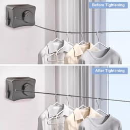 Wasknijperlijn Intrekbaar - Drooglijn Balkon - Ruimte Besparen - Vergrendelingsmechanisme - 5.1 Meter - Grijs — thumbnail 2