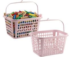 Plasticforte Knijpermandje - 2x - roze - 20 x 25 cm - kunststof - wasknijpertasje/knijperzak — afbeelding 1