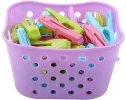 Kledingknijpers Set - Wasknijpers Plastic - Kleding Drogen - Windproof Design - 30 Stuks - Paars