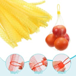 Netzakken voor Producten - Opbergzakken Mesh - Boodschappen Doen - Ademend Mesh Ontwerp - 40 cm 100 stuks - Geel — thumbnail 3