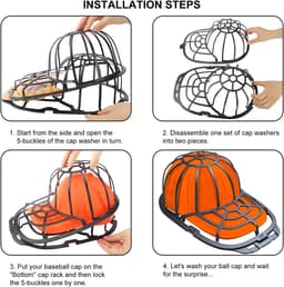 Hoedenwasser voor Baseball Caps – Petten Wasrek voor Vaatwasser – Cap Washer Cage – Beschermt Petten tegen Vervorming – Voor Platte en Gebogen Petten – Zwart — thumbnail 2