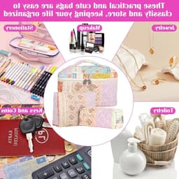 Set van 3 Bloemige Cosmetica Tassen voor Dames - Draagbare Waszakken voor Dagelijks Gebruik en Reizen, Elegant en Praktisch — thumbnail 4