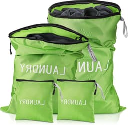 Waterdichte Waszakken Set van 4 - Vuilwaszakken in 3 Maten voor Zwemmen, Yoga en Reizen - Opvouwbare Waszakken voor Gezinnen en Vakanties (Groen) — thumbnail 1