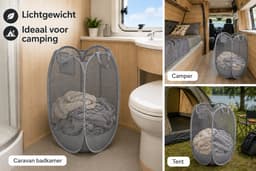 HEM Inklapbare Wasmand 64L – Opvouwbare Waszak – Mesh Laundry Bag met Pop-up Frame – Grijs – Inclusief HEM Microvezeldoekje — thumbnail 2
