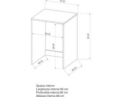Wasmachinekast - Drogerkast - Ruimte Organiseren - Gemaakt in Italië - 70x68x90 cm - Essenhout