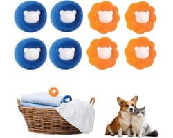8 stuks anti-haren ballen, wasmachine, anti-haren wasmachine, vanger, herbruikbare epilator voor dieren (oranje + blauw) — afbeelding 1