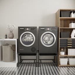 Wasophoogte® Wasmachine verhoger - Wasmachine opbouwmeubel - Wasmachine sokkel - 45 cm hoog - Zwart - Dubbel - Universeel — thumbnail 2