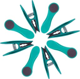 Wasknijpers met zak - Kledingklemmen set - Kleding drogen - Roestvrij staal veren - 48 stuks - Turquoise grijs — thumbnail 5