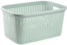 Excellent Houseware Wasmand - 2x - 35 liter - rotan - lichtgroen - kunststof - 53 x 36 x 26 cm — thumbnail 3
