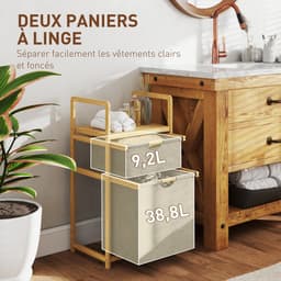 HOMCOM-Wasmand-44x34x84,5cm-Bamboe-Natuurlijk Hout — thumbnail 5