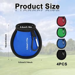 Set van 4 draagbare golfbalreinigers met tas en karabijnhaak - Handige golfaccessoires voor schone ballen - Waterdichte golfbalwasser met waszak - Golfcadeaus voor golfers. — thumbnail 2