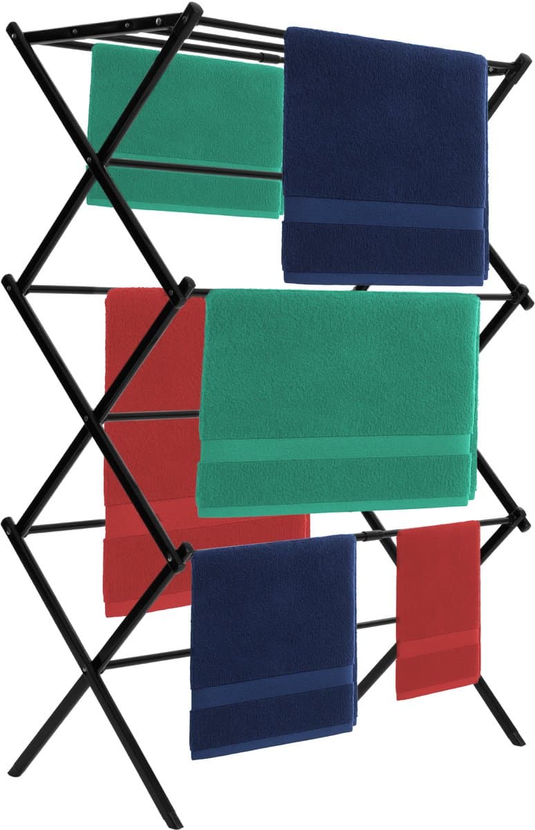 Springos Wasrek - Droogtoren - Droogrek - Verstelbaar - Inklapbaar - Inclusief- Wielen - Telescopisch - 104 x 69 x 36,5 cm — afbeelding 1