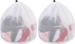 2 wasnetten voor de wasmachine, 40 x 50 cm met trekkoord, fijnmazige waszak, herbruikbaar, babykleding, ondergoed, sokken — thumbnail 1