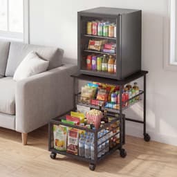 Mini Koelkast Verhoger - Met 2 Opberglades - Draagkracht tot 136 kg - Multifunctioneel Onderstel Zwart — thumbnail 5