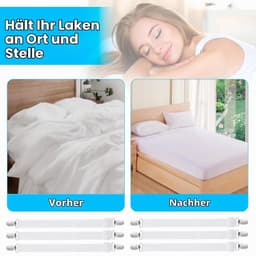 Bettlakenspanners - Verstelbaar van 55 tot 250 cm - Voor beddengoed, matras, strijkplank of bank - 6 stuks - Wit — thumbnail 2