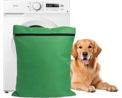 Waszak voor dierenharen met YKK-ritssluiting, extra grote beschermende waszak van polyester, groen, 60 x 70 cm
