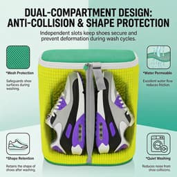 Waszak voor Schoenen, Herbruikbare Waszak met Rits, 360° Reiniging, Bescherming voor Sneakers en Trainers, Waterdoorlatend en Antideformatie — thumbnail 5