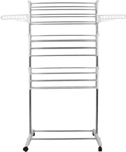 Wasrek, materiaal: buizen van roestvrij staal, maximale belasting: 3 kg per steunstang, 3 legplanken, met vleugels, 3 lagen, grijze buis verzinkt — thumbnail 1