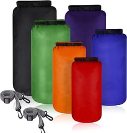 6 stuks waterdichte droogzakken, licht, luchtdicht, set van 20, 15, 10, 8, 5 en 3 l, met lange verstelbare schouderriem voor kajakken — thumbnail 1