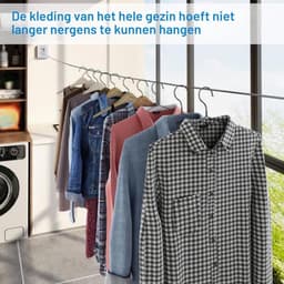 Waslijn uittrekbaar aan de muur, waslijn met stalen kern 4,2 m, dubbel draadtouw, ruimtebesparend, voor buiten en binnen — thumbnail 3