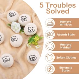 SnelShoppen - 8 Stuks Droogballen 8cm - 100% Natuurlijke Wol - Chemisch Vrij - Vermindert Kreukels en Droogtijd - Herbruikbaar en Ecologisch — thumbnail 4