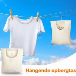 Wasknijperzak - 32 x 28 cm - Katoenen linnen - Draaibare haak — thumbnail 2
