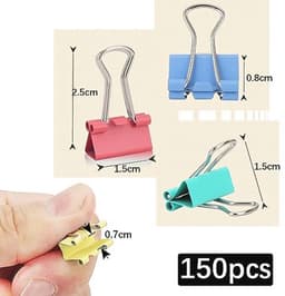 150 Stuks Mini Klapclips - 15mm Metaal Papieren Clips - Geleurde Binderclips voor Wanddecoratie en Foto's — thumbnail 3