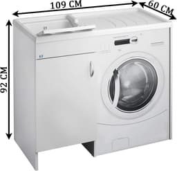 Wasmachinekoppel met Wastafel, Wit, 109 x 60 cm — thumbnail 2