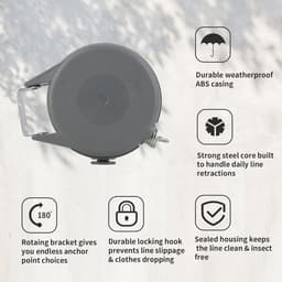 Automatische Waslijn 15m - Retractable Clothesline voor Binnen en Buiten — thumbnail 2