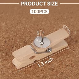 100x Houten Knijpers met Speld - Multifunctionele Prikklemmen voor Foto's, Prikborden en Handwerk — thumbnail 2