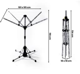 Ezeespinner Elektrische Ronddraaiende Droogmolen – Inklapbaar Droogrek met Automatische Uitschakeling – Draagkracht tot 25 KG – Afstandsbediening – 10W — thumbnail 4