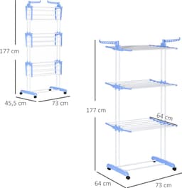 Torenwasrek - 73x64x177 cm - 4 Lagen + Uittrekbaar - Binnen & Buiten Gebruik - Staal - Blauw — thumbnail 2