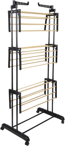 Home Deco Factory Wasrek/droogrek - zwart - metaal - 73 x 64 x 173 cm - staand - drogen — thumbnail 4